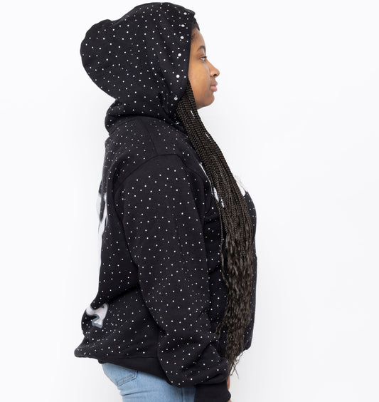 LET IT OUT Rhinestone Hoodie (Black)