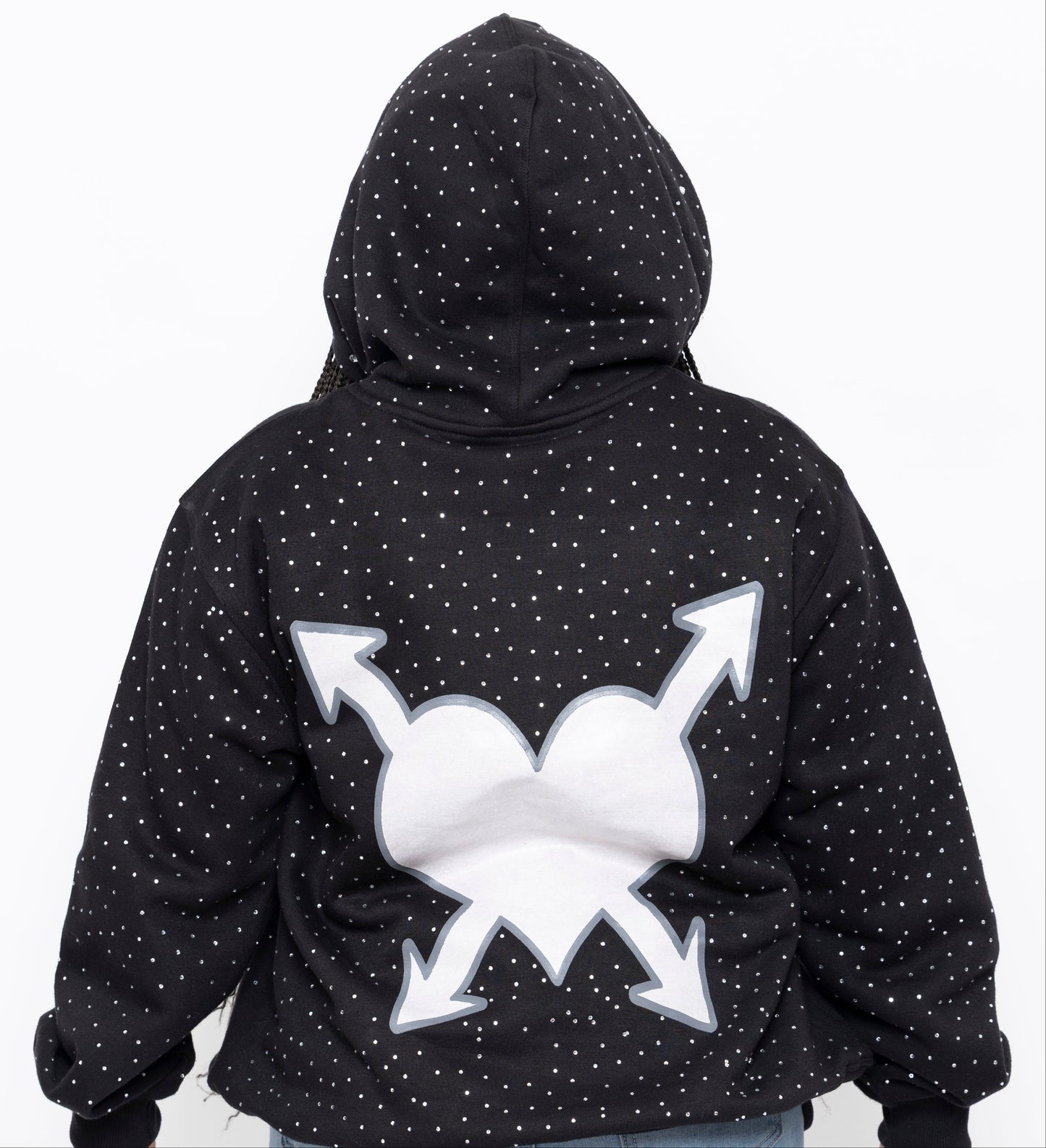 LET IT OUT Rhinestone Hoodie (Black)