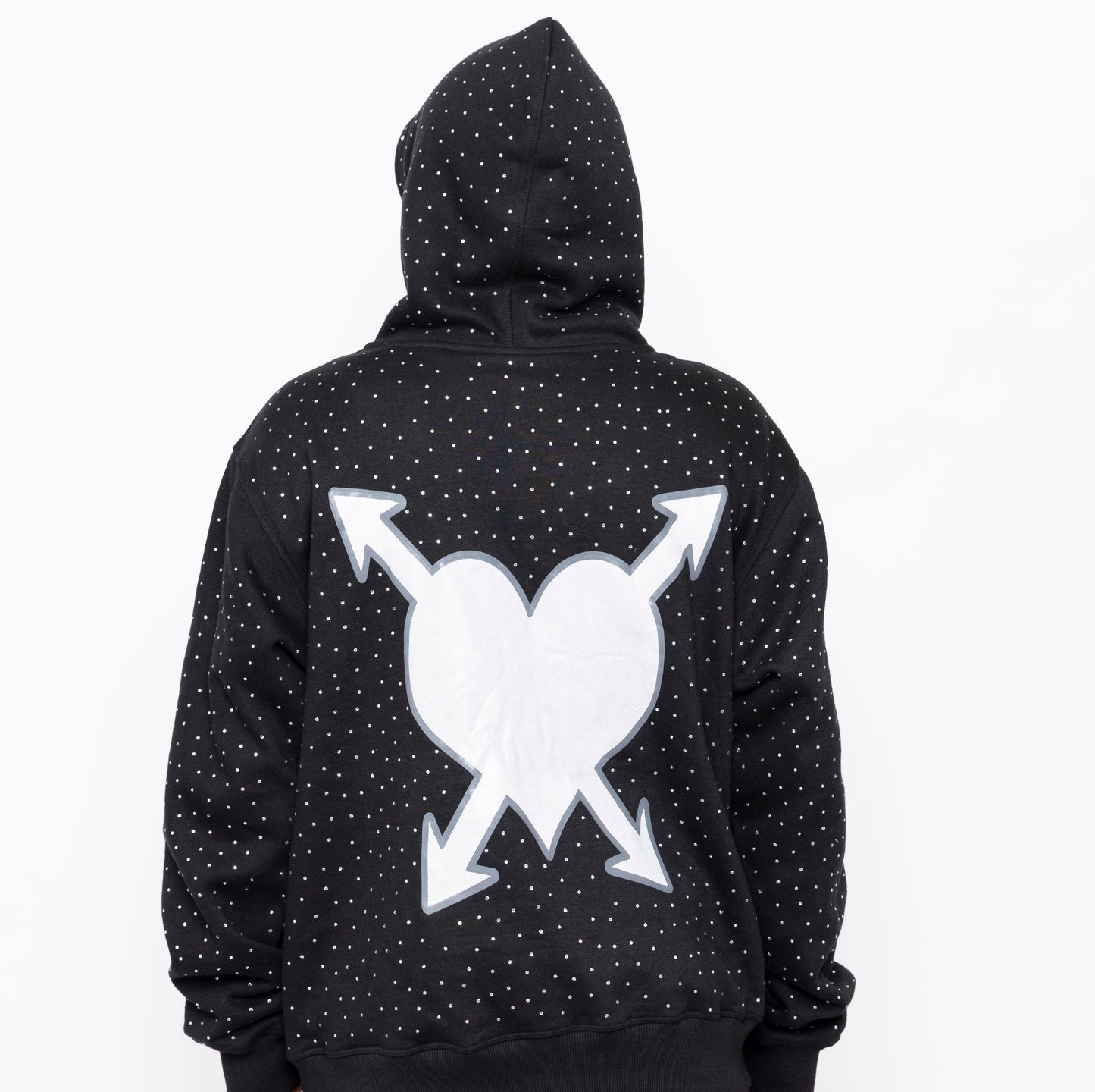 LET IT OUT Rhinestone Hoodie (Black – Full Zip)